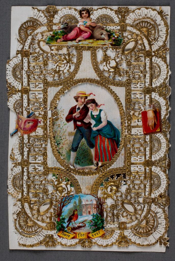 Example of valentine designed by Esther Howland for the New England Valentine Company.